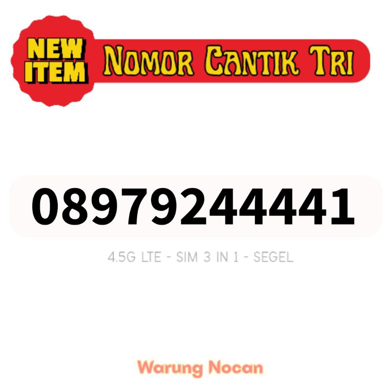 Perdana tri cantik nomor cantik tri three 11 digit 44441