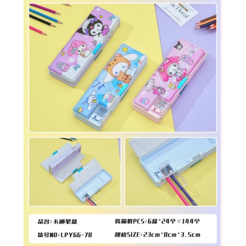 

Tempat Pensil Magnet Karakter 2 Sisi / Kotak Pensil Magnet Karakter Dengan Rautan Mini