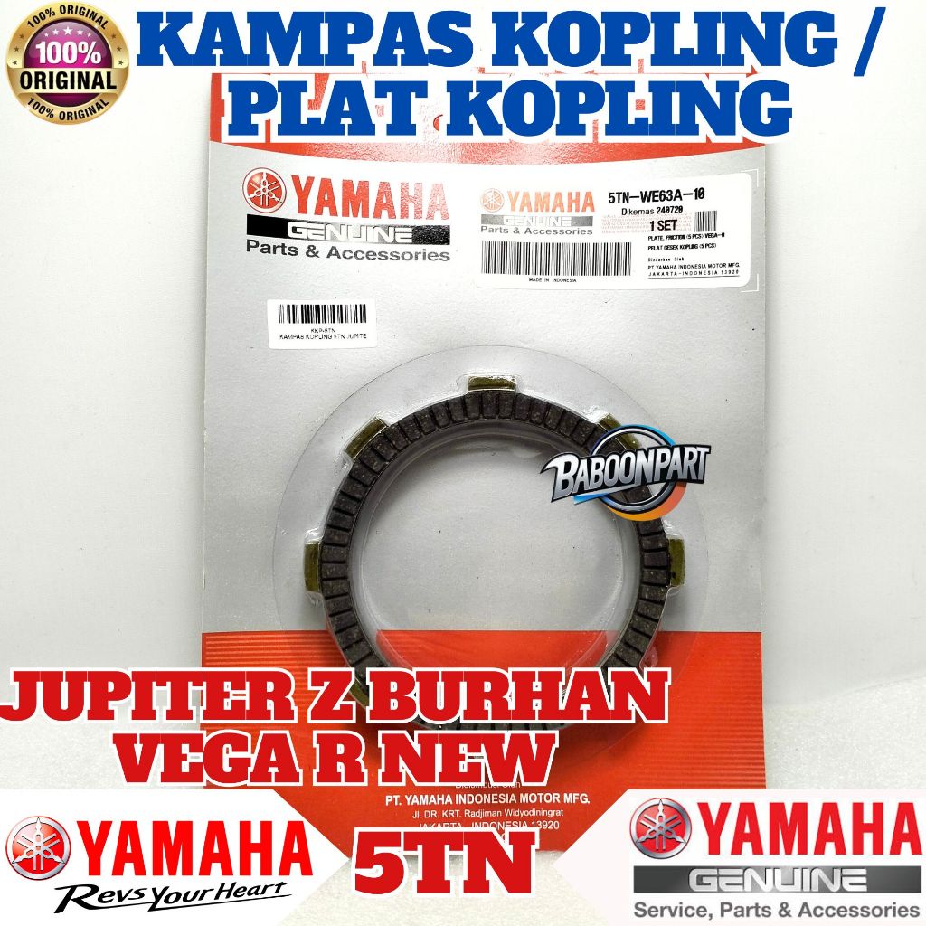 KAMPAS KOPLING / PLAT KOPLING 5TN 1 SET ORIGINAL YGP YAMAHA JUPITER Z BURHAN, VEGA R NEW