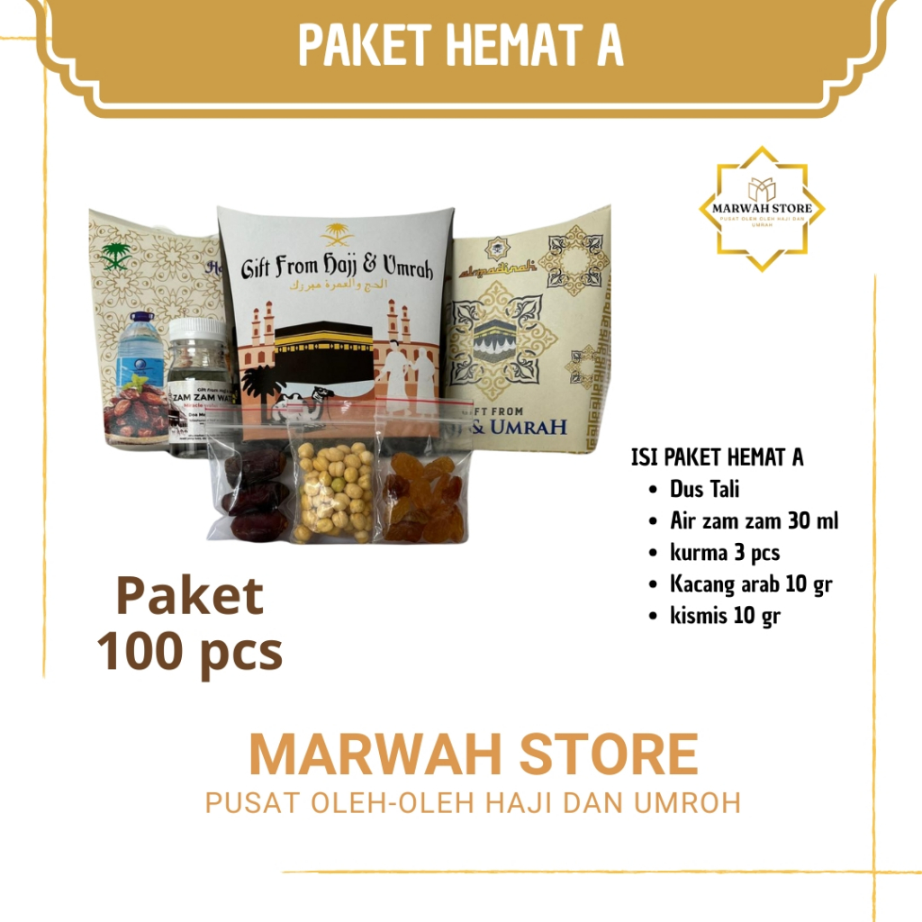 

Oleh-oleh Haji dan Umroh Paket Hemat A isi 100 Lengkap Air Zamzam