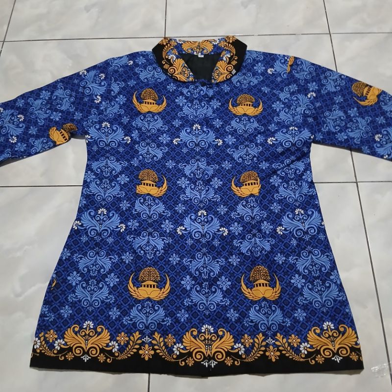 KEMEJA KORPRI WANITA KERAH HITAM KATUN SRITEK ASN KORPRI