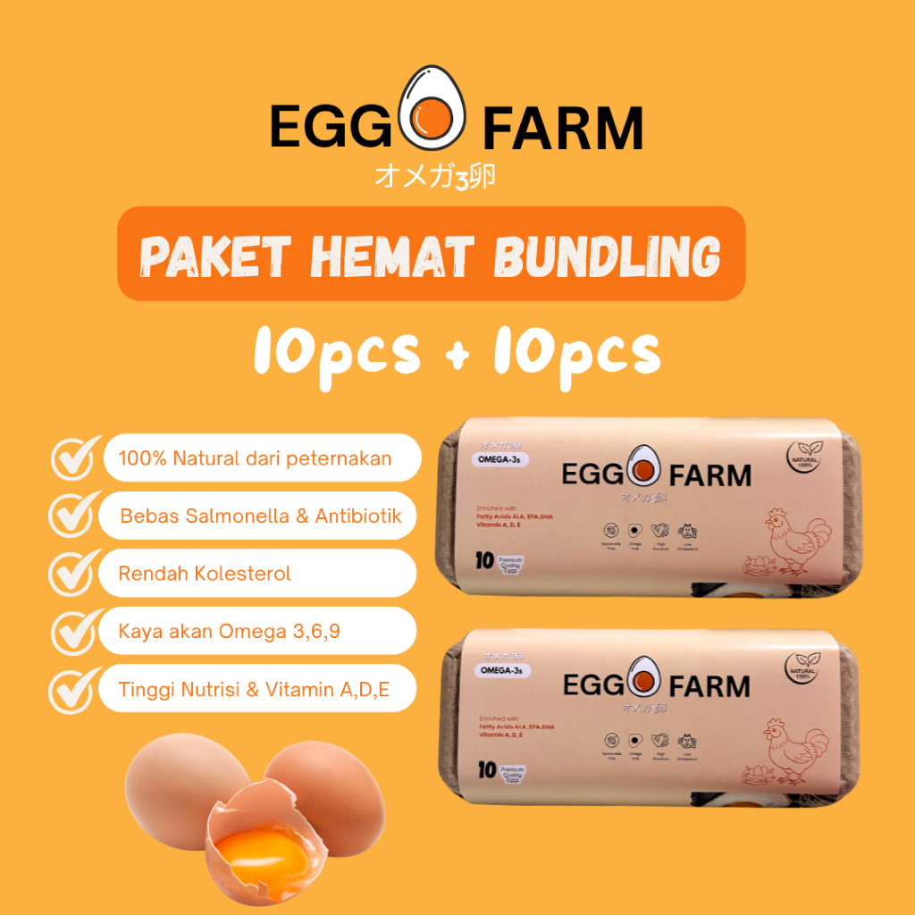 

Paket Hemat Bundling Telur Ayam Premium Omega 3s 100% Fresh Bebas Hormon Antibiotik & Salmonella