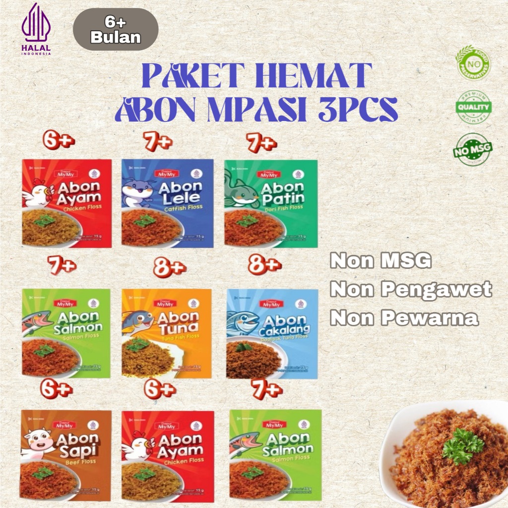 

MYMY - Abon MPASI Bayi Non MSG Paket Ekonomis 3 pcs Abon Ayam Tuna Patin Bayi 6+ 8+ Bulan