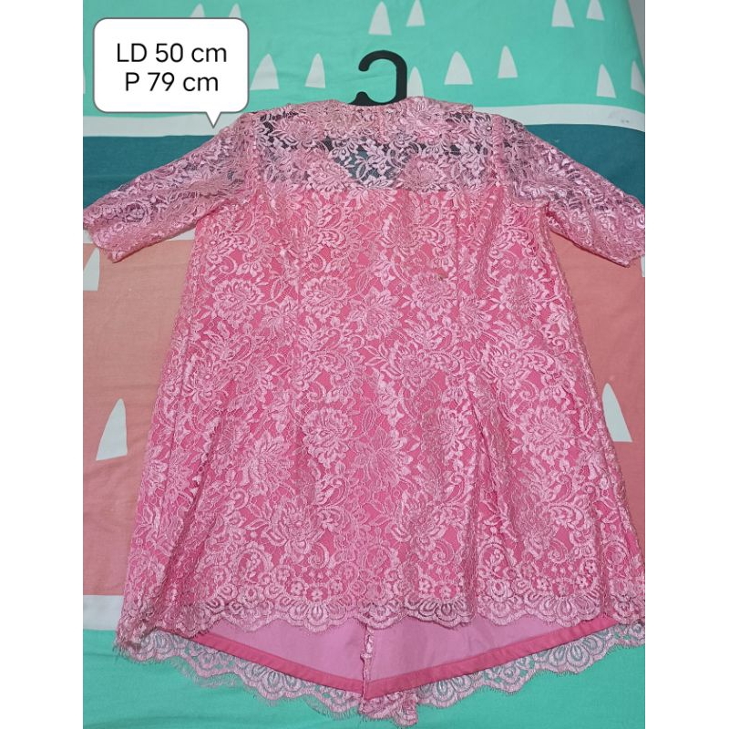 KEBAYA PINK MUDA RENDA KANCING DEPAN