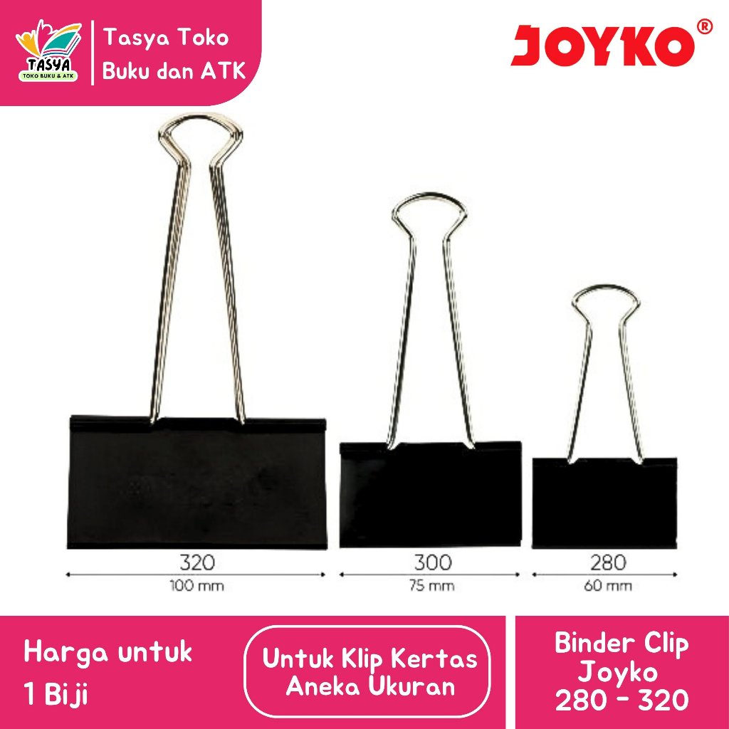 

(1 PCS) Klip Penjepit Kertas Besar / Binder Clip Besar JOYKO Aneka Ukuran 280 - 320