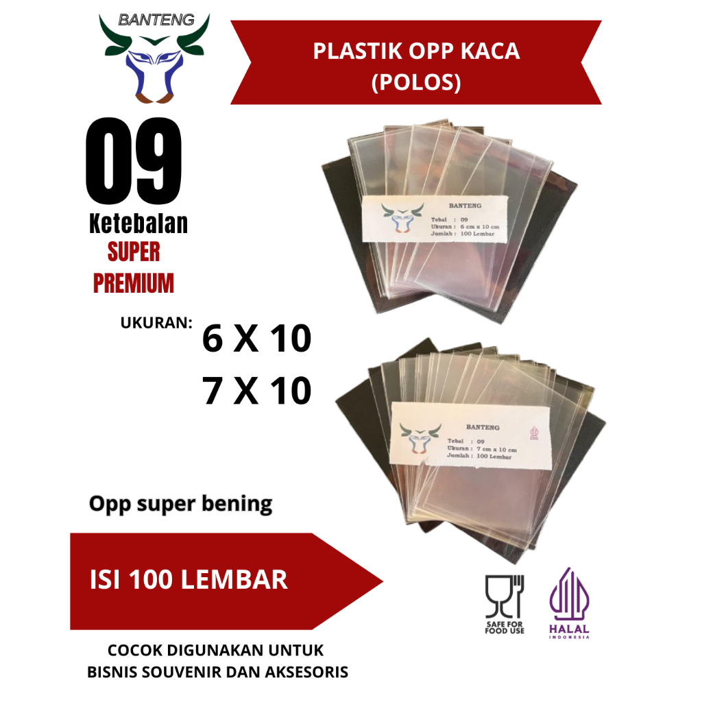 PLASTIK OPP BANTENG KODE TEBAL 09 POLOS/TANPA LEM