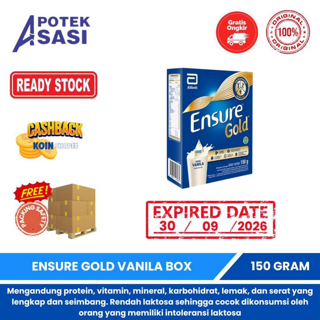 

ENSURE GOLD VANILA BOX 150 GRAM