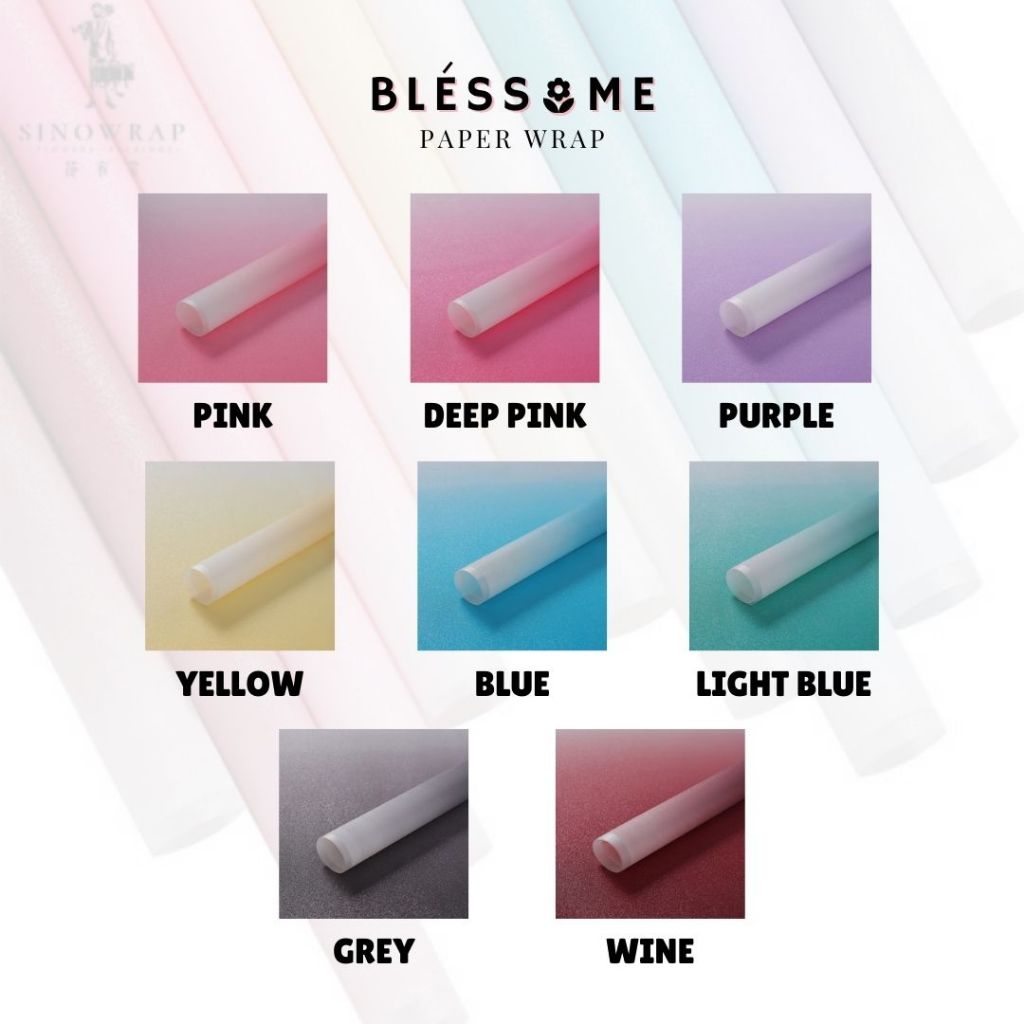 

(5 LEMBAR) Flower Wrapping Paper Gradient Color List / Kertas Buket Motif Gradasi / Buket Bunga Florist Cellophane Pembungkus Kertas Hand Bouquet