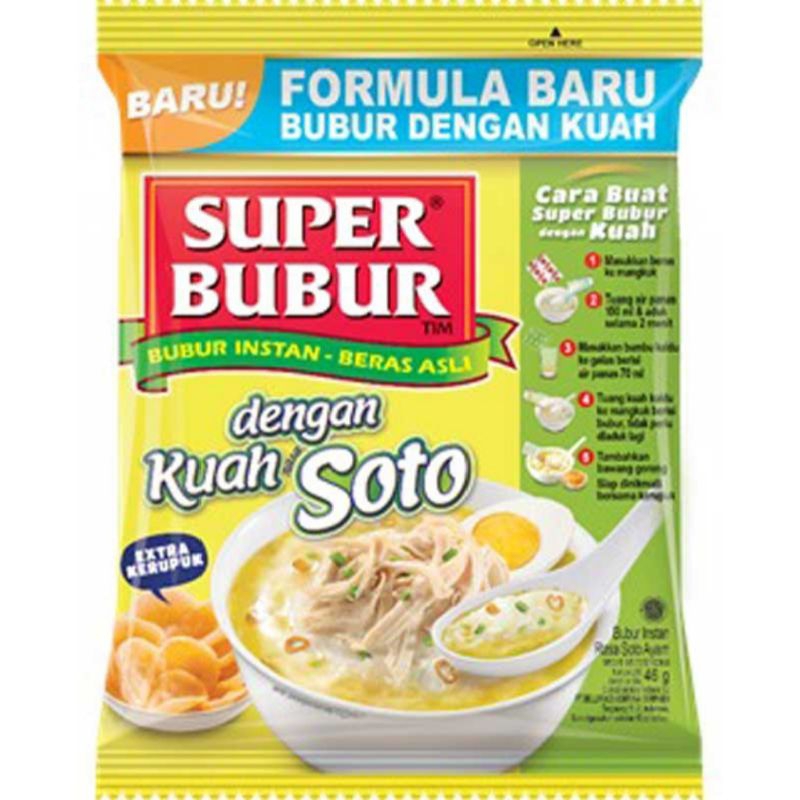 

BUBUR INSTAN - Super Bubur Instan Ayam/ Sapi/Kari/ Soto 45g