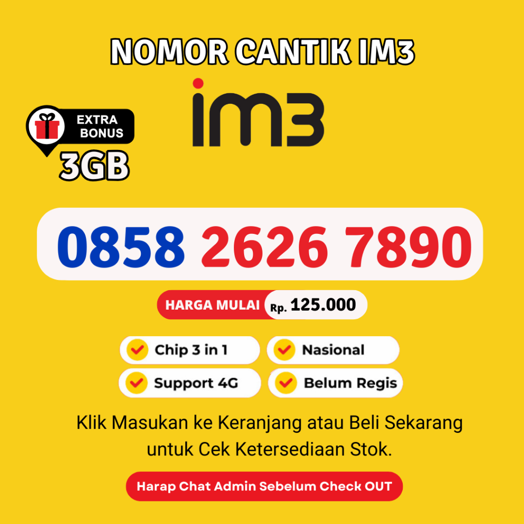 Nomor Cantik IM3 Seri AB AB Urut Naik Murah dan Rapi Support 4G LTE - Kartu Perdana Cantik IM3 Murah