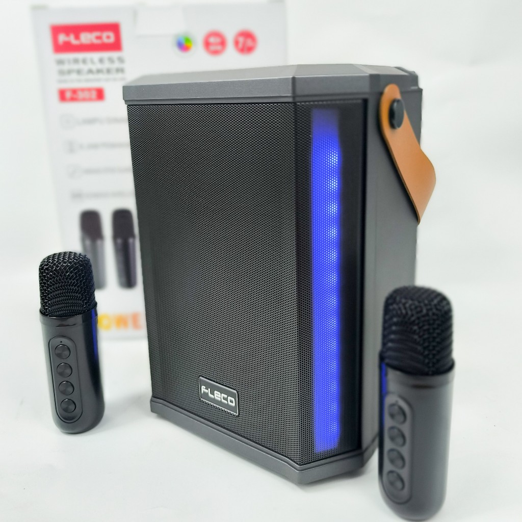 Speaker Wireless Bass Boost FLECO F-302 Terrbaru / speker mega bass power full LED Light RGB Free Mi