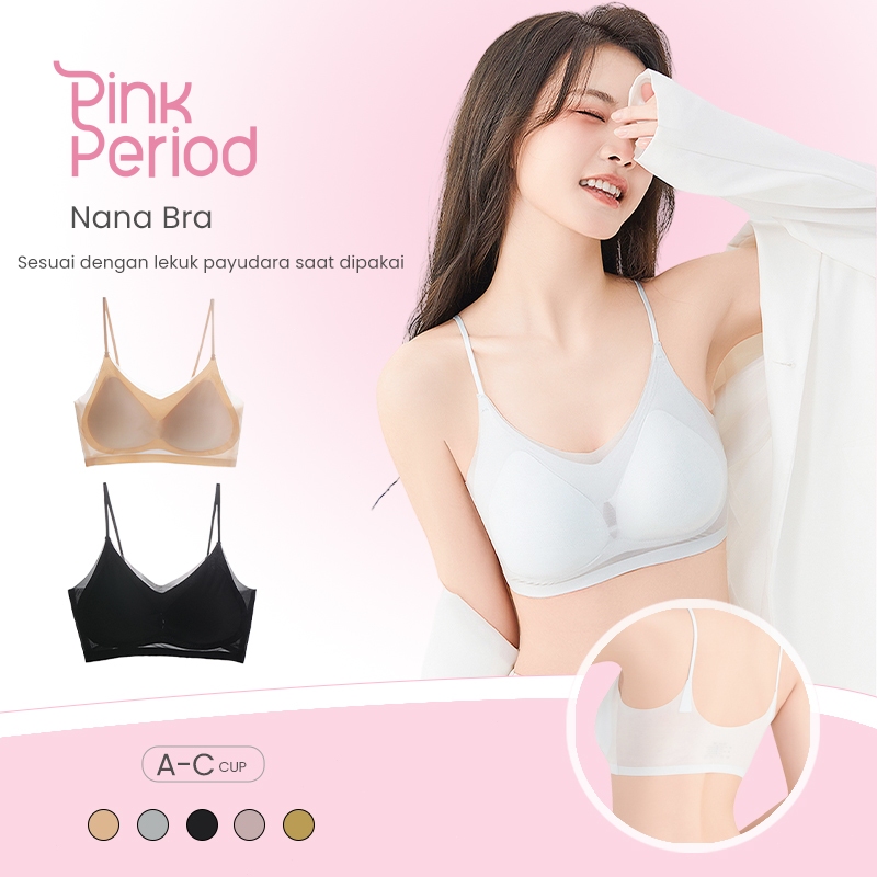 Pink Period Bra Seamless Zero Feel Ultra Thin BH Sport Yoga Bra Tanpa Kawat Busa Adem Lembut Dingin 