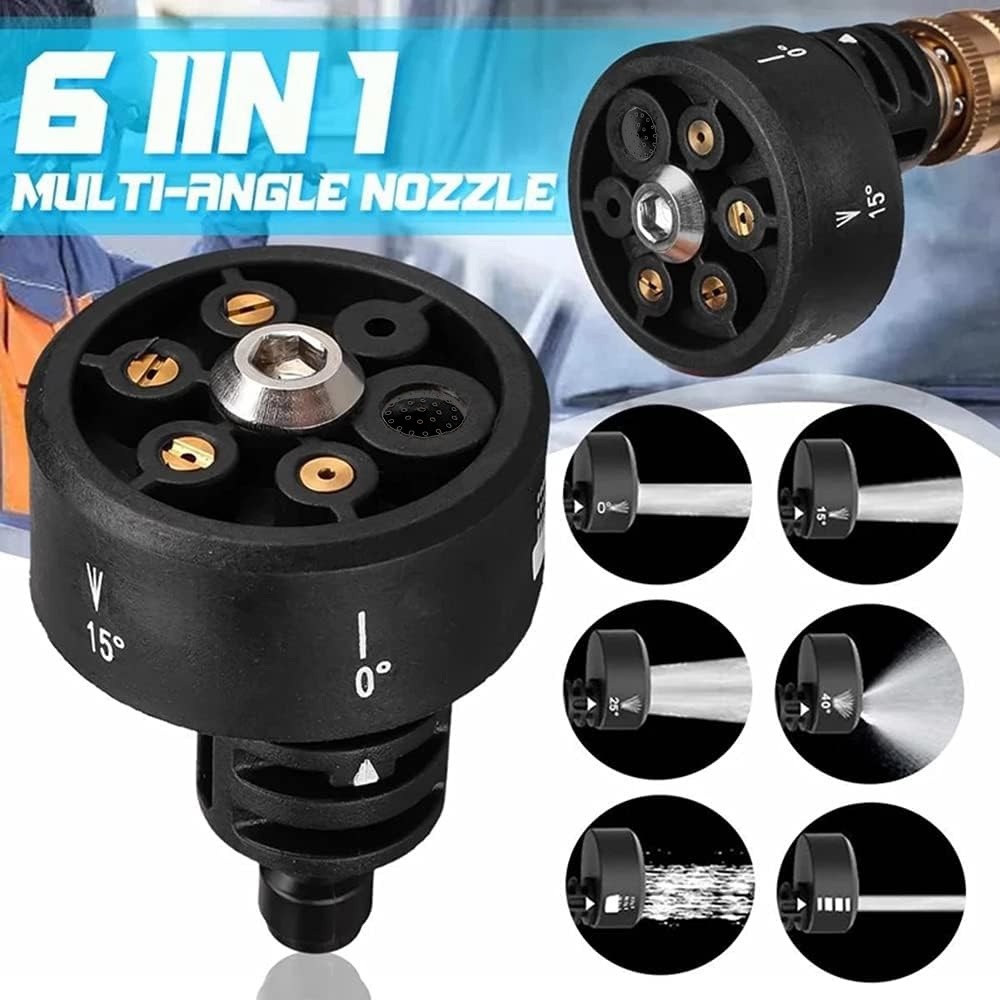 Nozzle 6 in 1 Adjustable  Konektor Quick Release 1/4 inch Selang Air Semprotan Mesin Cuci Tekanan Ti