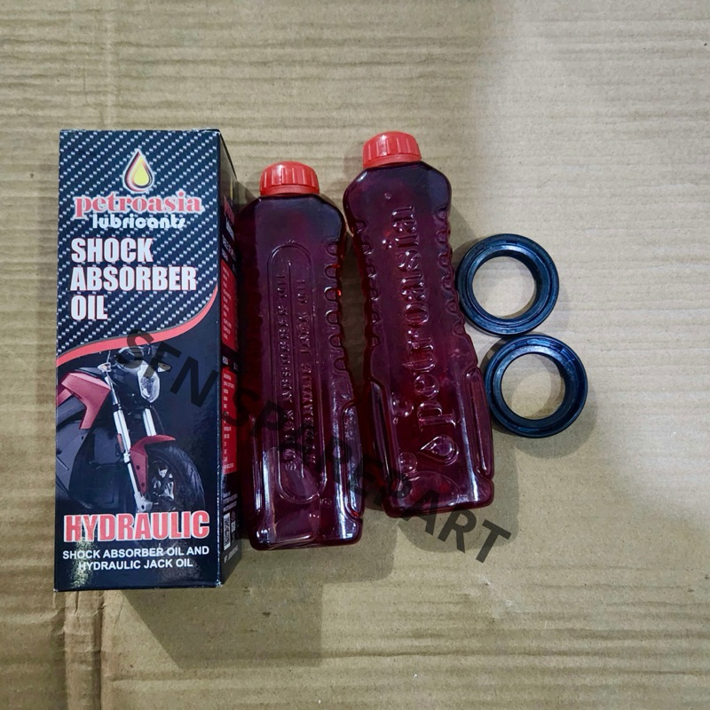 PAKET OIL PETROASIA+SEAL SHOCK UNTUK MOTOR BEAT VARIO SUPRA GRAND SCOOPY SPACY MIO JUPITER VEGA FINO