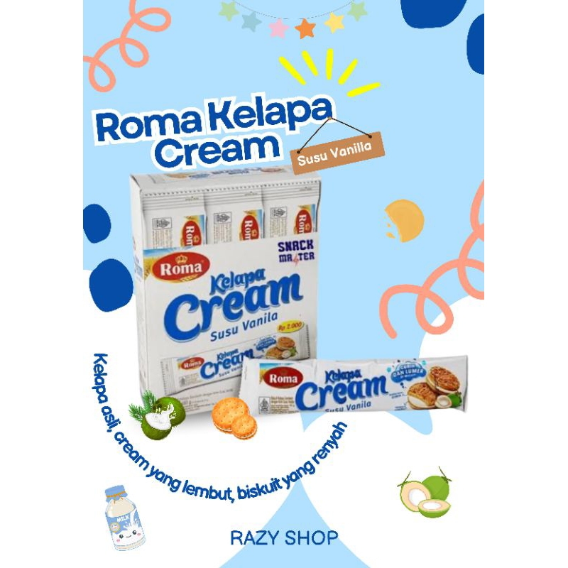 

roma kelapa cream susu vanila 480g isi 12pcs