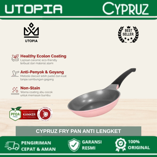Cypruz FP-0981 Wajan Fry Pan Diecast Series Ceramic Coating Pink 20 , 24 , 26 cm