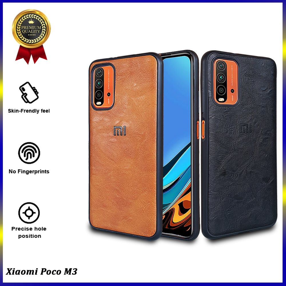 [ CUCI GUDANG ] Casing Hp Xiaomi Poco M3  Premium Leather Case Softcase Casing Kulit Slim Cover