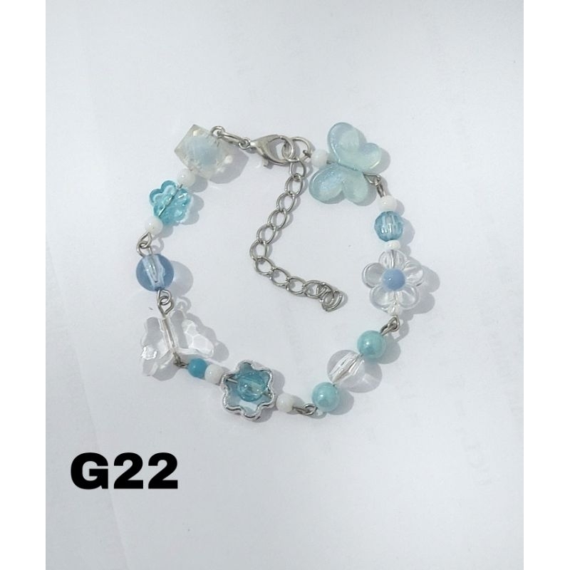 Gelang Aesthetic Kristal Manik Manik Korea Biru Premium