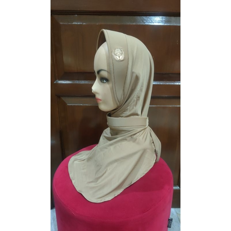 jilbab warna milo garis satu tali logo kopri busa 5 cm