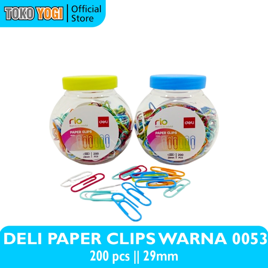 

DELI PAPER CLIPS 0053 ISI 200pcs 29mm WARNA
