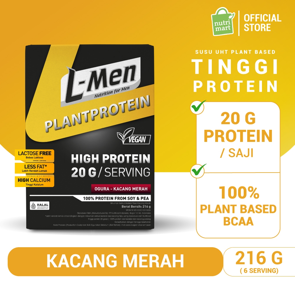 L-Men Plant Protein Ogura 216 gram - Suplemen Tinggi Protein Nabati Rendah Lemak Plant Based Vegan L