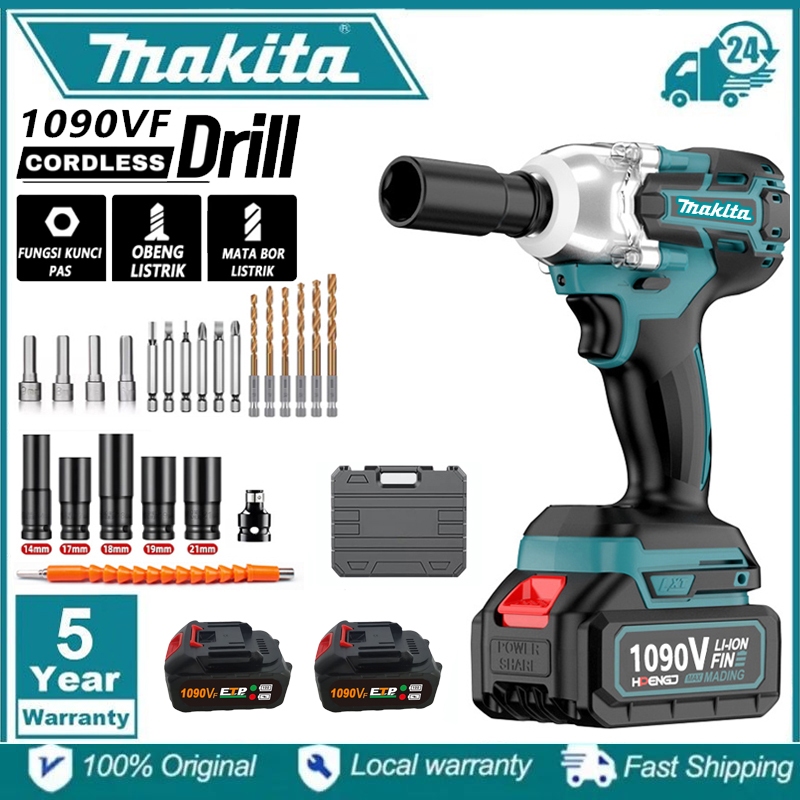 PROMO Maklta Impact Wrench 1090V 1600NM Mesin Bor Baterai Impact Baterai Mesin Impact Buka Baut