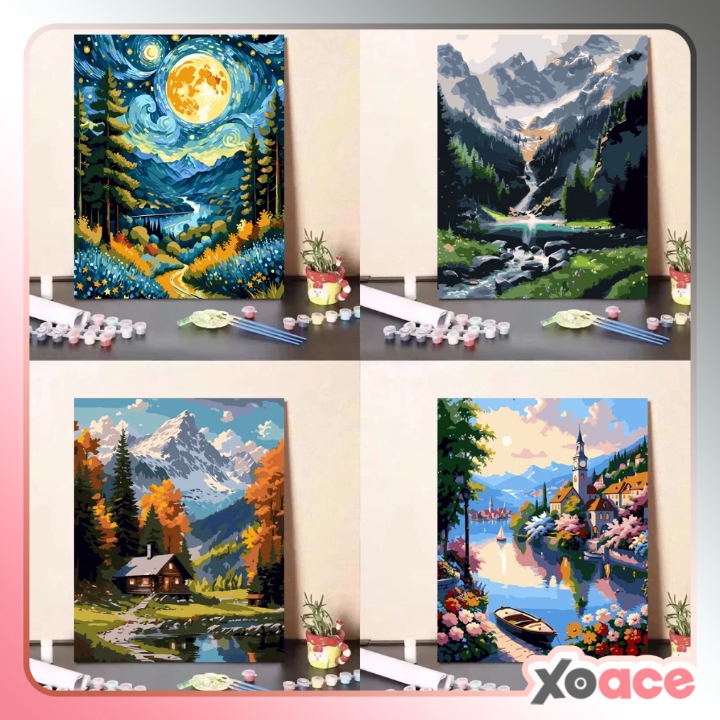 

KODE G26B 3x4 FRAMED DIY Paint By Number Kit Digital Painting By Numbers Kanvas Melukis Scenery