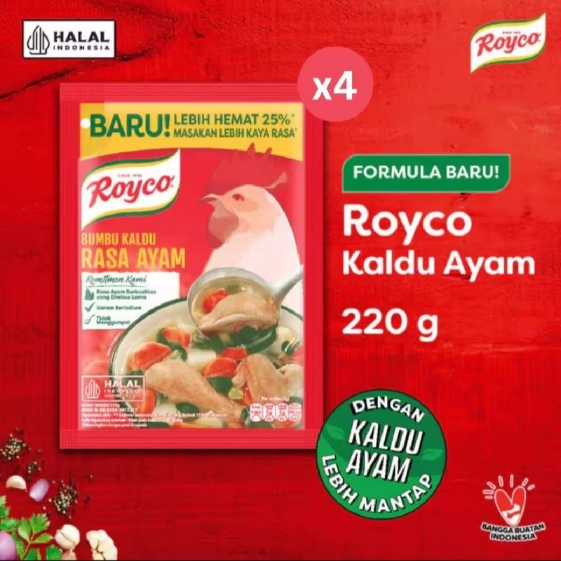 

Royco Bumbu Kaldu Penyedap Makanan Penyedap Rasa Ayam Beryodium 220g