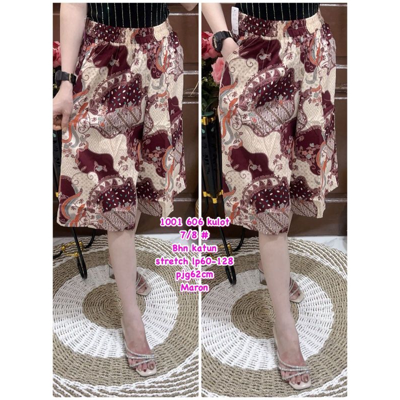 1001606 Celana Kulot Batik 7/8 Katun Stretch Wanita/Kulot 7/8 Batik Bangkok Katun Stretch Wanita