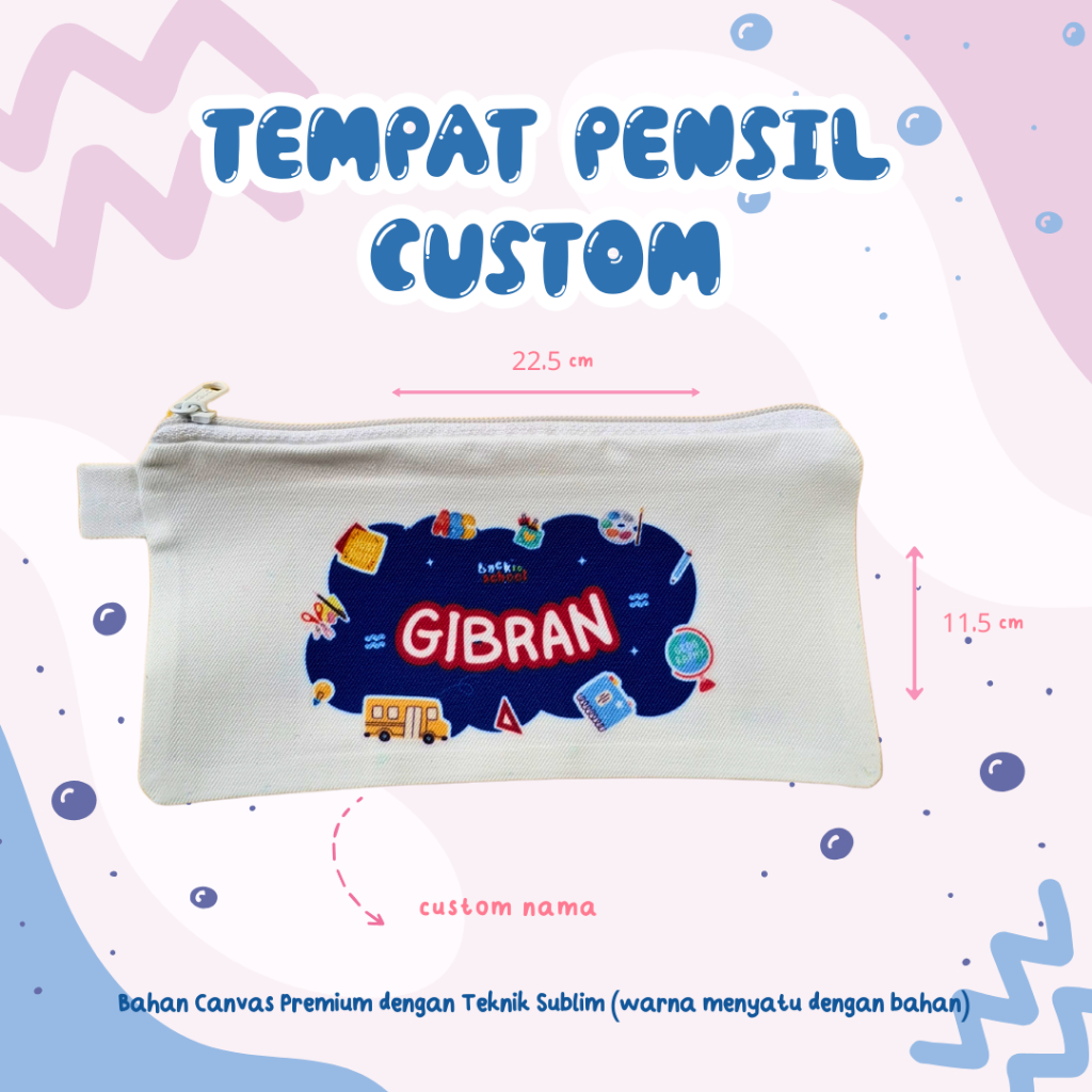 

Tempat Pensil Custom Canvas Tempat Pencil Pouch Custom Nama