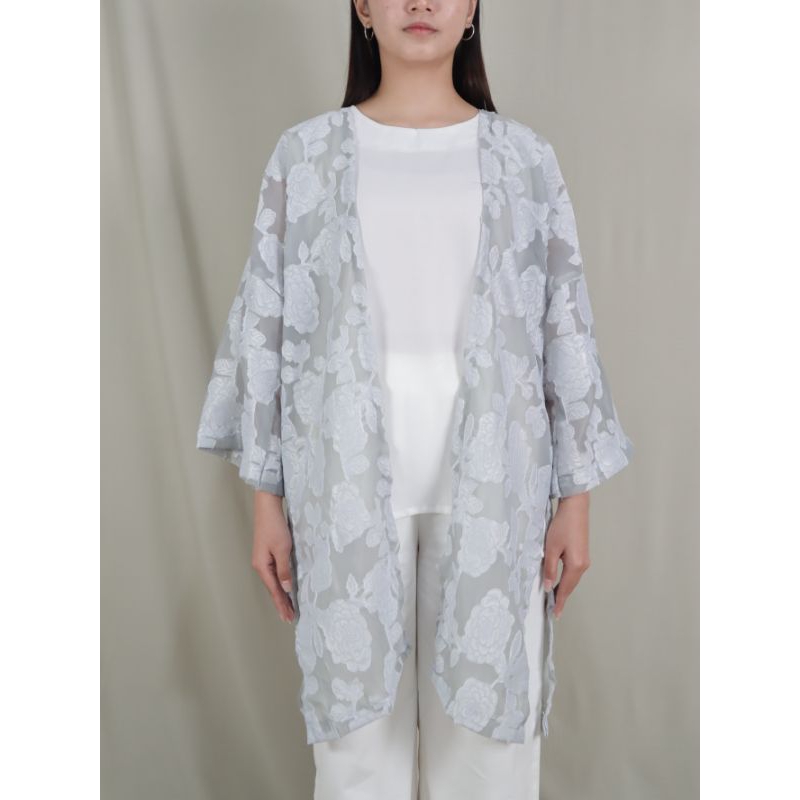 Sarah Outer / Embroidery Outer Motif Bunga / Floral Outer Lebaran / Oversized Outer Tunik Wanita Bah