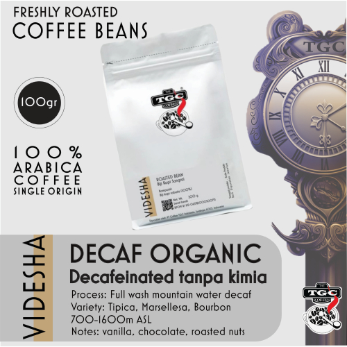 

Biji Kopi TGC rendah kafein, Decaf 100gr Washed, Arabica Coffee, 100% kopi murni
