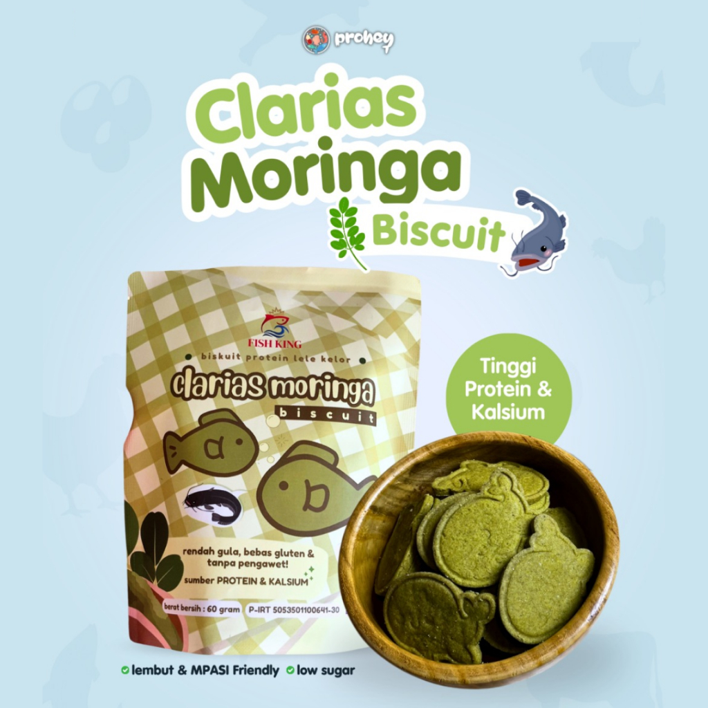 

Prohey Bites - Clarias Moringa Biscuit - Biskuit Protein Lele Kelor