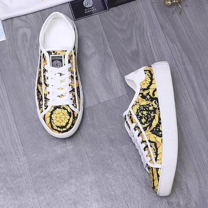 VERSACE bordir kasual sepatu sepatu pria