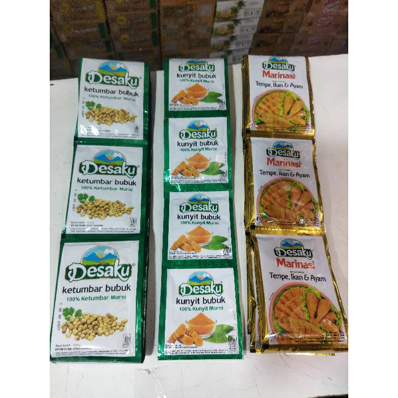 

desaku bumbu marinasi, ketumbar, kunyit bubuk per renceng isi 12 pcs