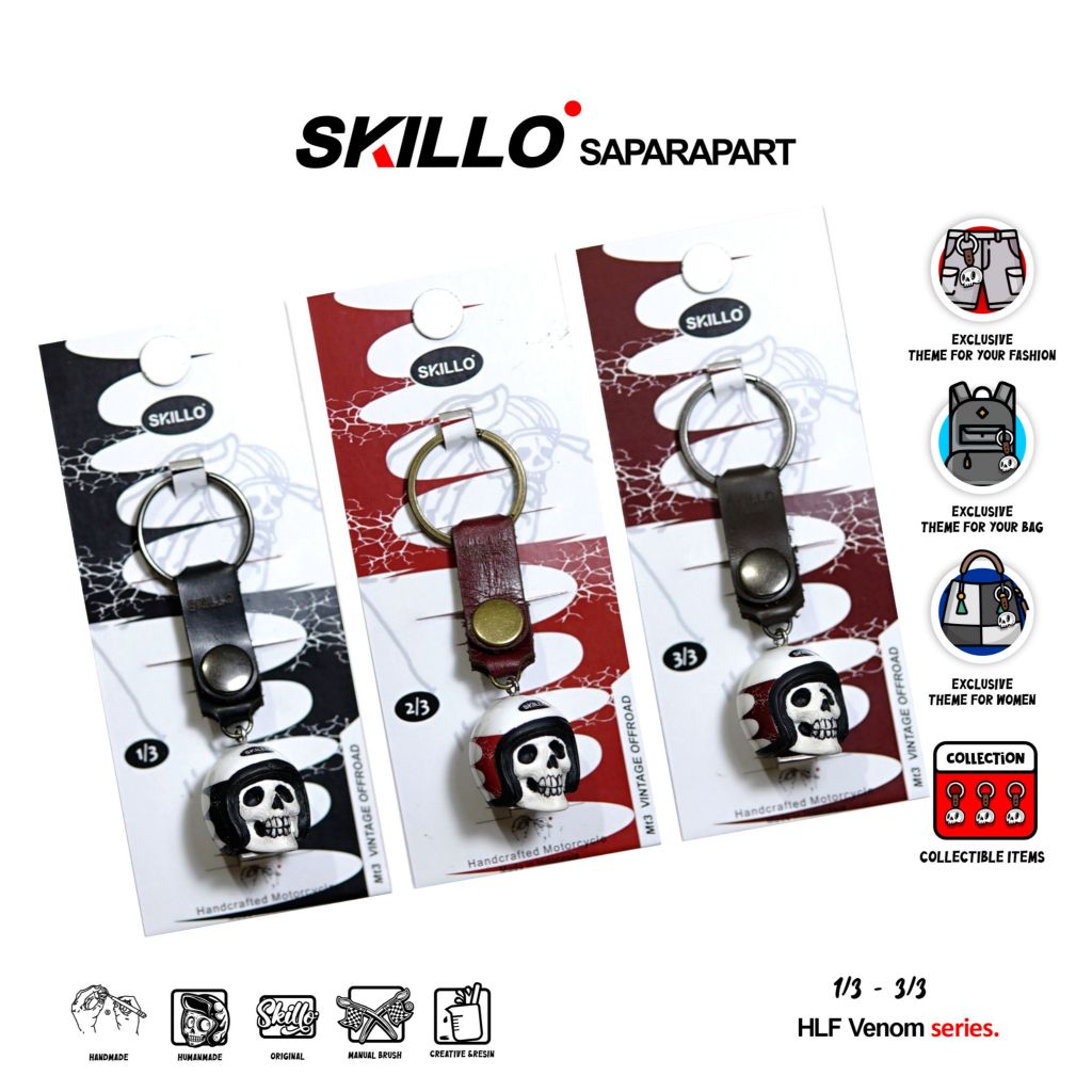 SKILLO - HalfFest Venom Series - Gantungan Kunci Miniatur Helm Keychain Handmade Helmet