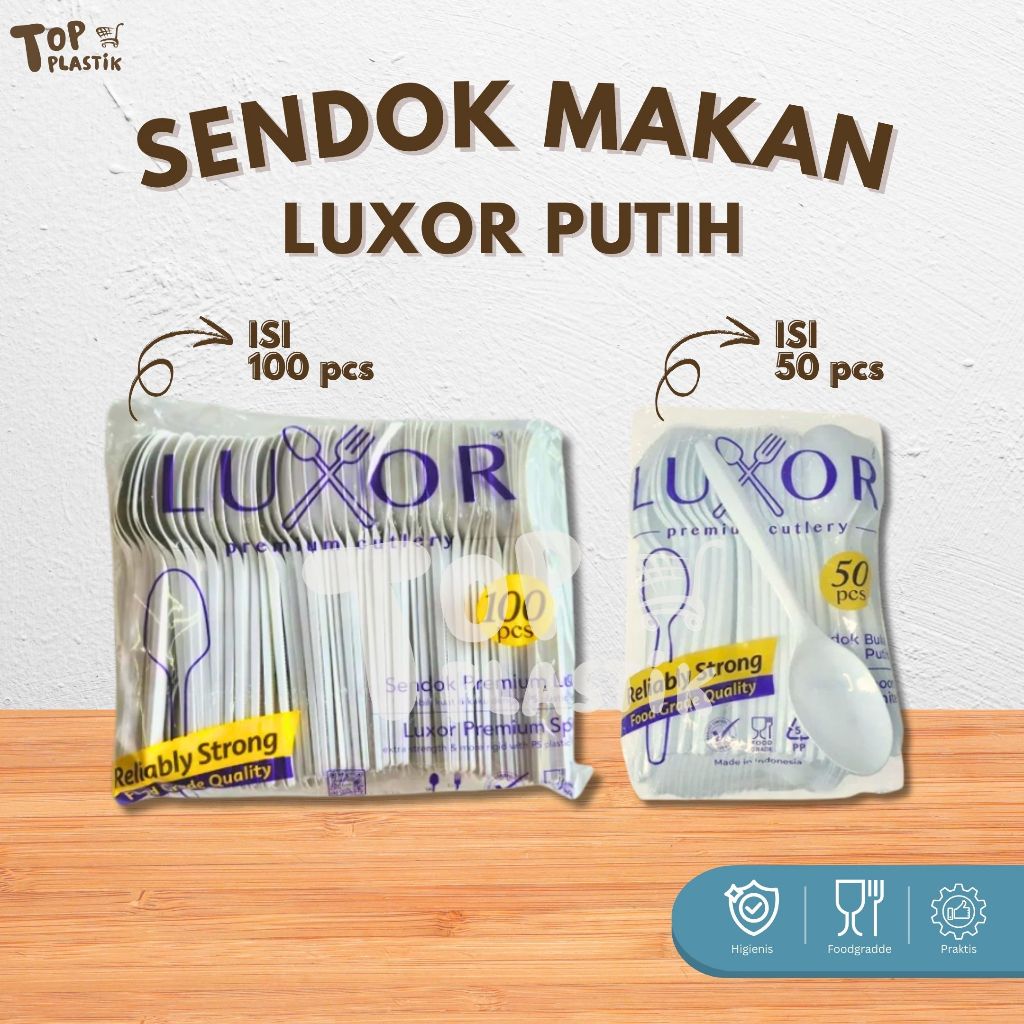 (ISI 50 & 100) SENDOK MAKAN PLASTIK PUTIH LUXOR sendok bulat salad buah es buah jus