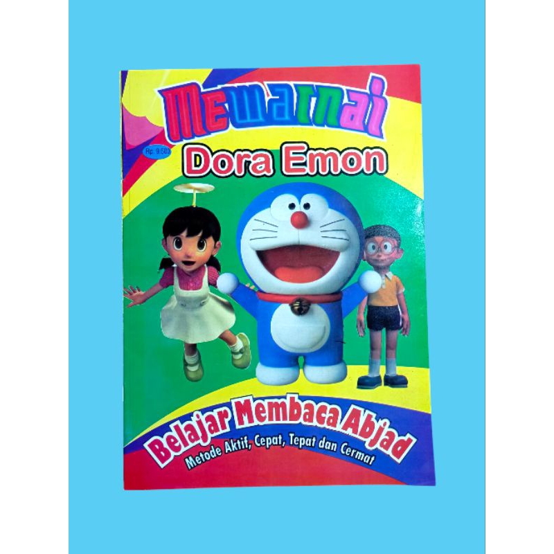 Buku Mewarnai DORAEMON belajar membaca abjad metode aktif,cepat,Tepat, dan Cermat