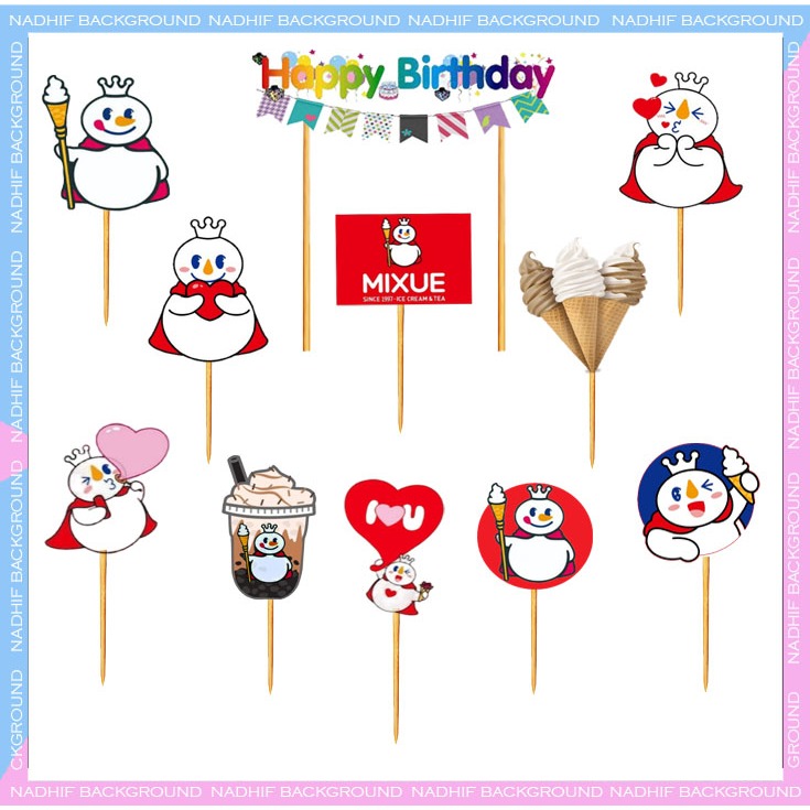 

Toper Murah Karakter MIXUE Hiasan Kue Ulang Tahun Decorasi Cake Happy Birthday