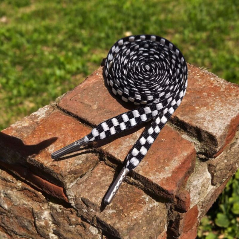 TALI SEPATU PIPIH PREMIUM MOTIF CATUR | tali sepatu motif premium FLAT AGLET