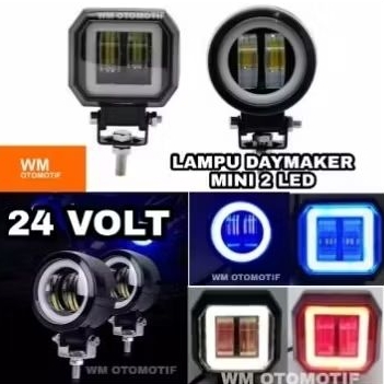 Lampu Tembak Sorot LED 24 Volt Strobo Daymaker Mini CWL 2 Mata Truk Bus Canter Fuso Tronton Ring Ang