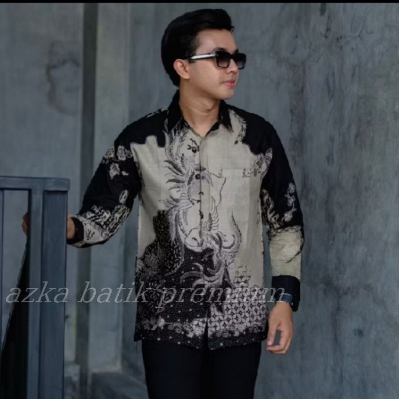 BRAHMA HITAM kemeja batik pria katun premium lapis furing katun herro