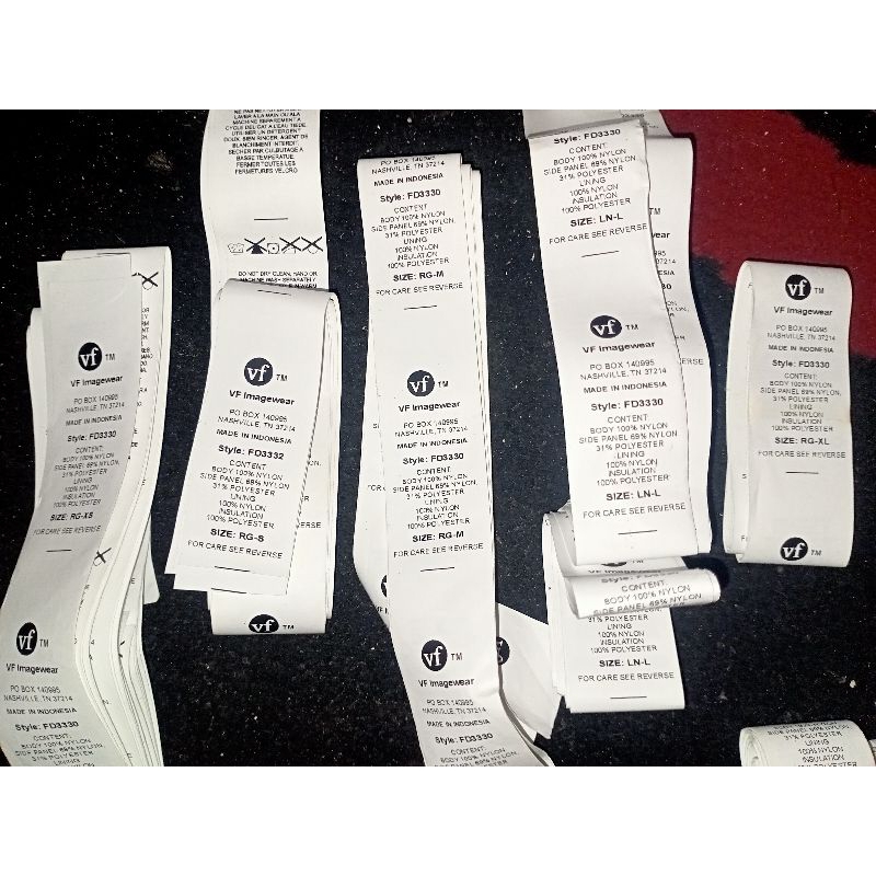 

label merek brand label (main size wash care) label tag vf imagewear