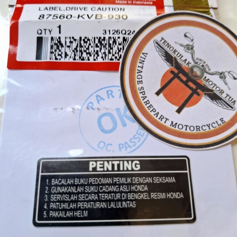 Stiker Tangki Penting HITAM original gl max pro glmax glpro tiger revo megapro win cb100 cb125 s90 s