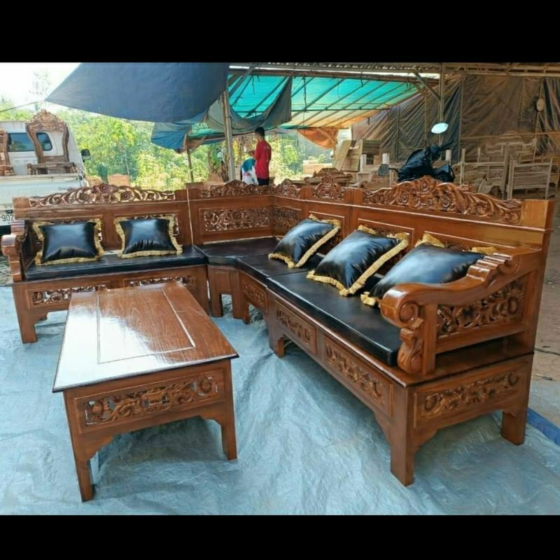 Kursi Tamu Sudut Ukiran Minimalis Model Bagong | Kursi Tamu Minimalis Jati | Kursi Tamu Terbaru Jepa