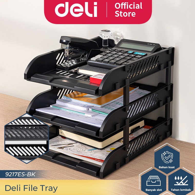 

KODE K76C Deli File Tray File Organizer Rak File Susun Bahan Plastik 3 Tingkat 9217ES