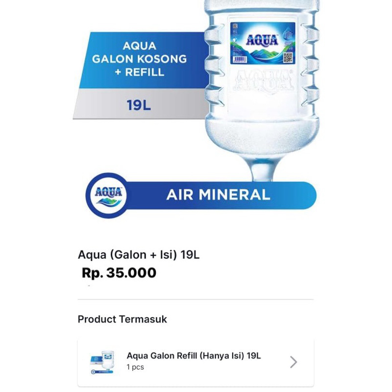 

Galon Aqua + Reffil 19 Liter