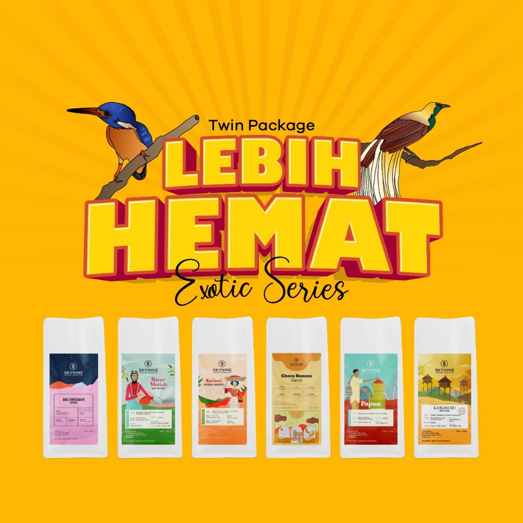 

BIJI KOPI ARABIKA PAKET BUNDLING TWIN PACK EXOTIC INDONESIAN COFFEE 2 PACK X 100GR