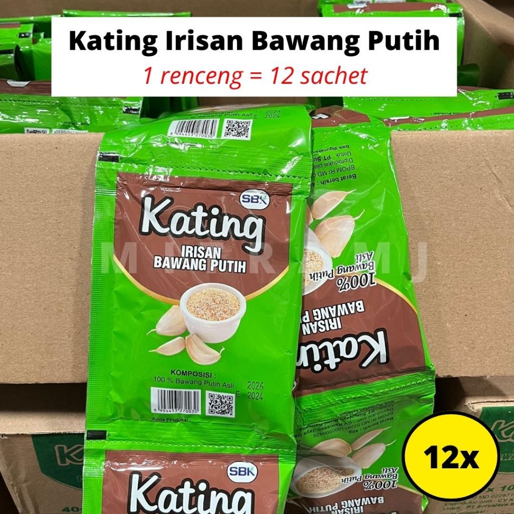 

[RENCENG] Kating Irisan Bawang Putih - 12 Sachet | Kasar Bawang Putih | 100% Bawang Putih Asli