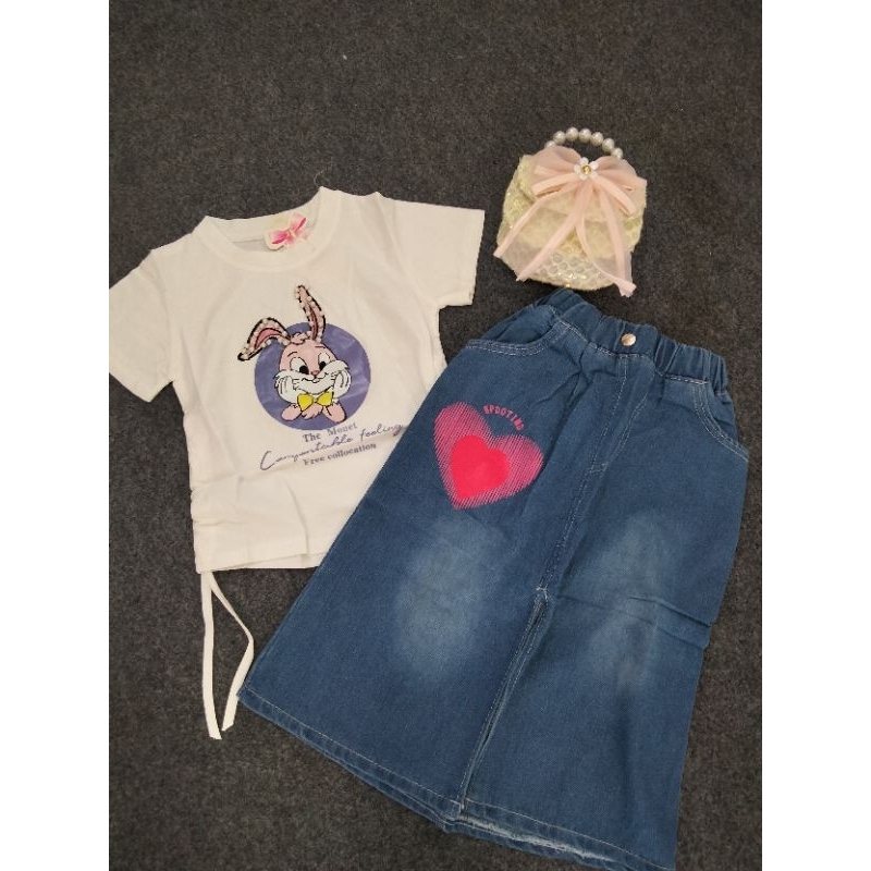 set rok jeans import anak